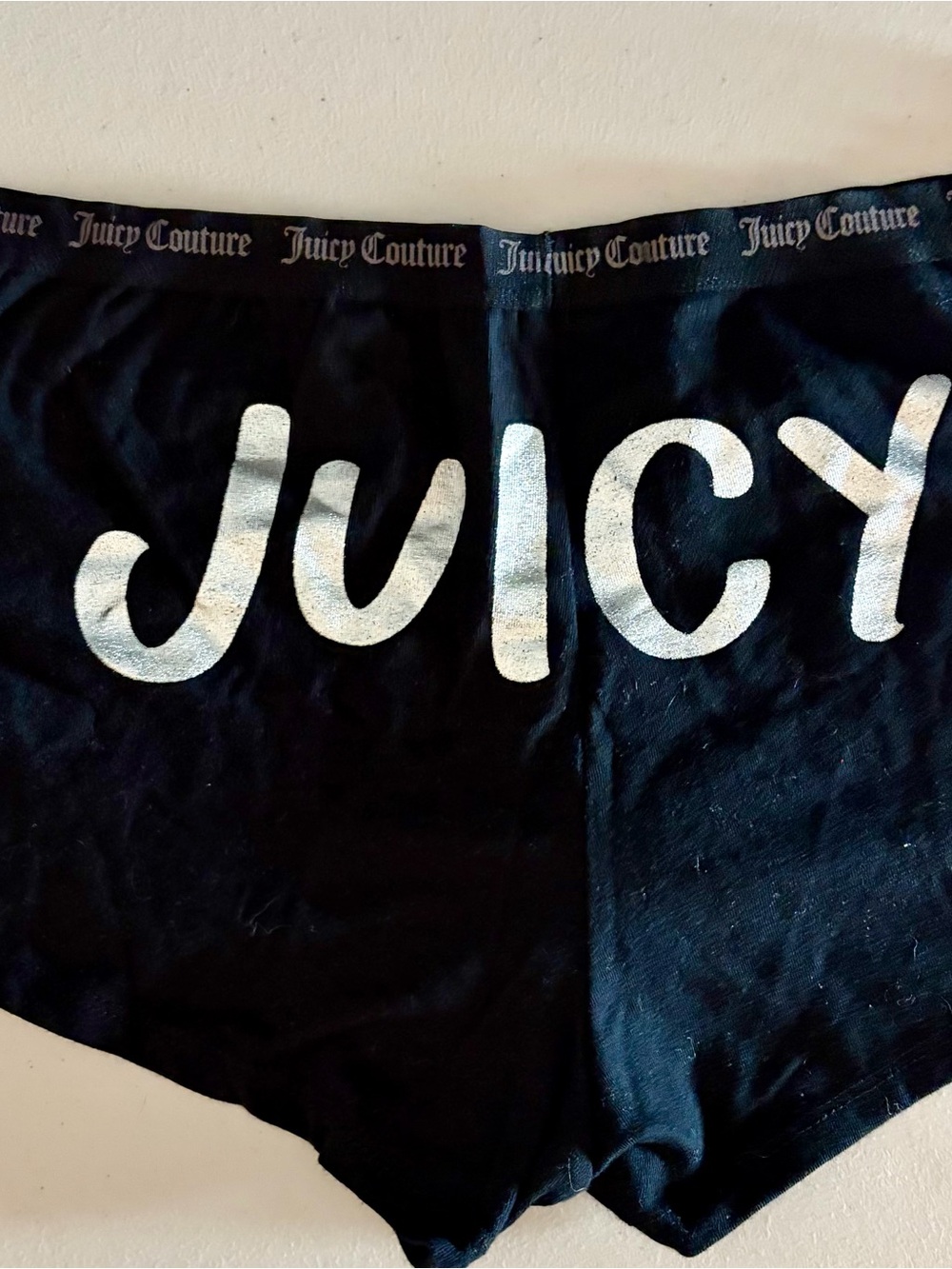 Juicy Couture Black Logo Boyshorts XL